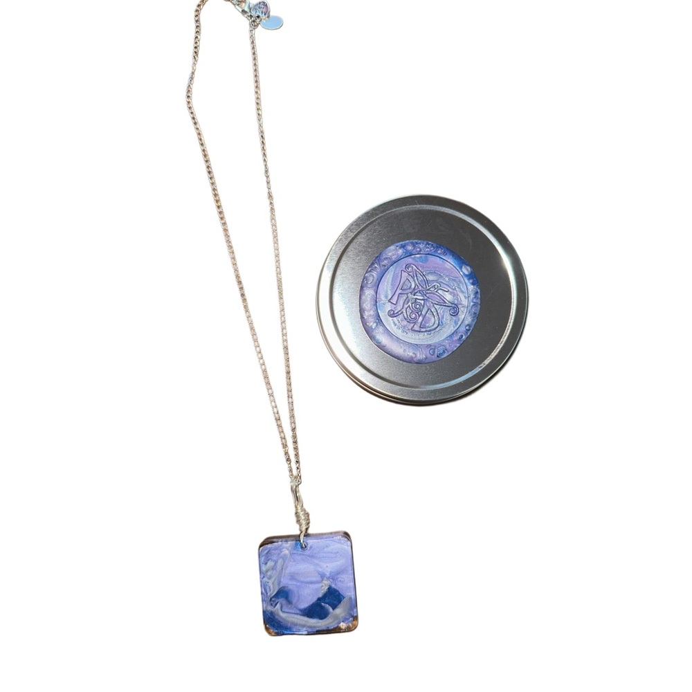 Abstract Square Pendant & Chain - Picture 4 of 6